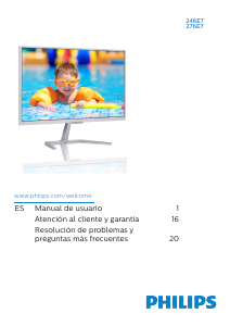 Manual de uso Philips 276E7QDSW Monitor de LCD