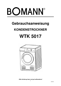 Bedienungsanleitung Bomann WTK 5017 Trockner