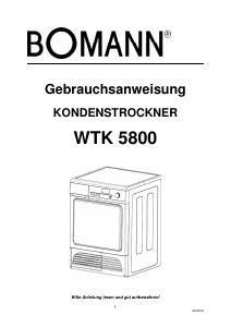 Bedienungsanleitung Bomann WTK 5800 Trockner