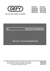 Manual Defy G10705 NE Fridge-Freezer