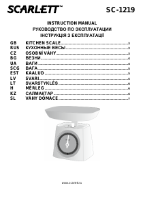 Руководство Scarlett SC-1219 Кухонные весы