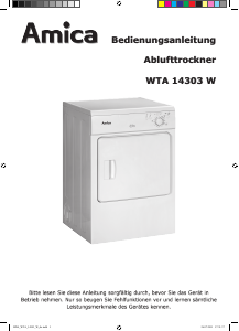 Bedienungsanleitung Amica WTA 14303 W Trockner