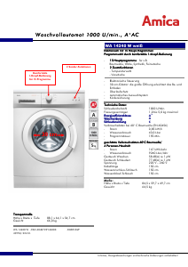 Bedienungsanleitung Amica WA 14242 W Waschmaschine
