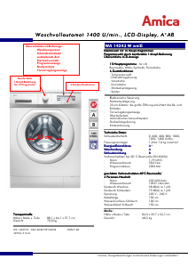 Bedienungsanleitung Amica WA 14244 W Waschmaschine