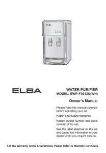 Manual Elba EWP-F3612U(WH) Water Purifier