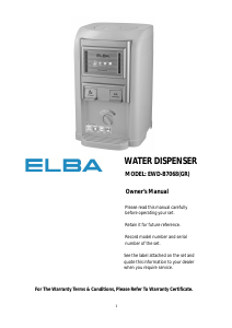 Manual Elba EWD-B7068(GR) Water Dispenser