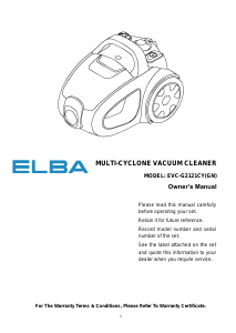 Manual Elba EVC-G2121CY(GN) Vacuum Cleaner