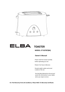 Manual Elba ET-D2787(BK) Toaster
