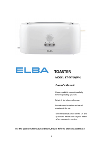 Manual Elba ET-E4714(WH) Toaster