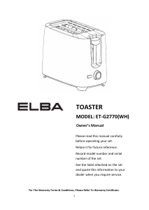 Manual Elba ET-G2770(WH) Toaster