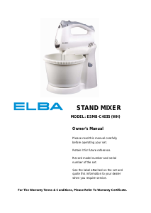 Manual Elba ESMB-C4035(WH) Stand Mixer