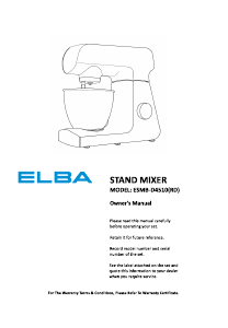 Manual Elba ESMB-D4510(RD) Stand Mixer