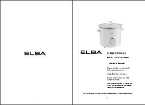 Manual Elba ESC-D3039(WH) Slow Cooker