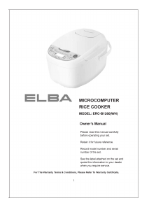 Manual Elba ERC-B1260(WH) Rice Cooker
