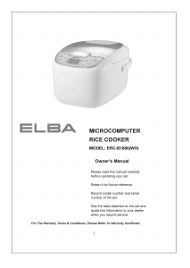 Manual Elba ERC-B1886(WH) Rice Cooker