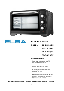 Manual Elba EEO-G3019(BK) Oven