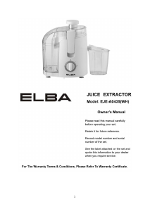 Manual Elba EJE-A0435(WH) Juicer