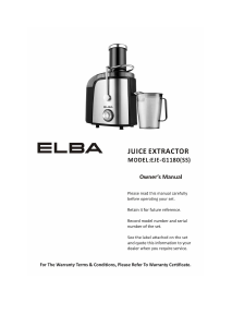 Manual Elba EJE-G1180(SS) Juicer