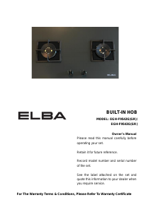 Manual Elba EGH-F9542G(GR) Hob