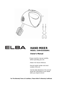 Manual Elba EHM-D2520(WH) Hand Mixer