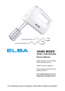 Manual Elba EHM-F2053(WH) Hand Mixer