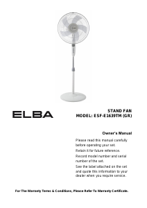 Manual Elba ESF-E1639TM(GR) Fan