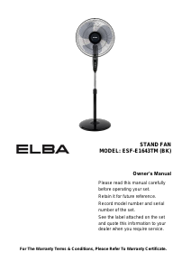 Handleiding Elba ESF-E1643TM(BK) Ventilator