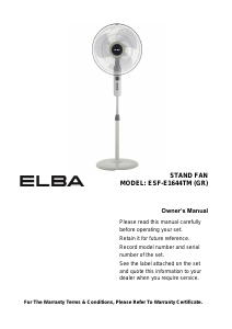 Manual Elba ESF-E1644TM(BK) Fan