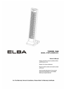 Manual Elba ETWF-A3540RC(SV) Fan