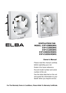 Manual Elba EVF-E0805(WH) Fan