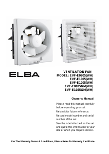 Manual Elba EVF-E1025GM(WH) Fan