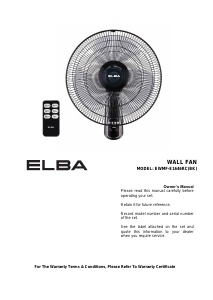 Manual Elba EWMF-E1646RC(BK) Fan