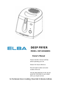 Manual Elba EDF-D2518(WH) Deep Fryer