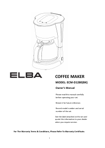 Manual Elba ECM-D1280(BK) Coffee Machine