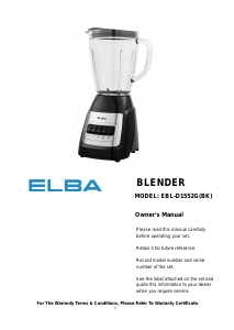 Manual Elba EBL-D1552G(BK) Blender