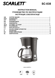 Priročnik Scarlett SC-038 Kavni aparat