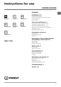Manuale Indesit XWA 71051 W EU Lavatrice