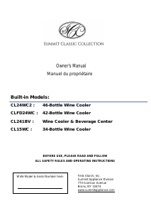 Manual Summit CL15WC Wine Cabinet