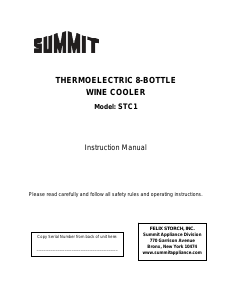 Handleiding Summit STC1 Wijnklimaatkast
