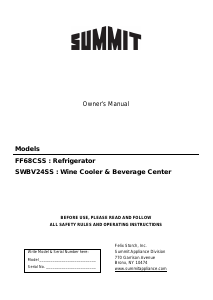Manual Summit SWBV24SS Wine Cabinet