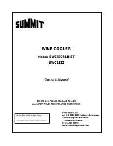 Manual Summit SWC182Z Wine Cabinet