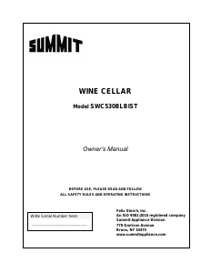 Manual Summit SWC530BLBISTADA Wine Cabinet