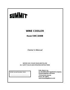 Manual Summit SWC1840B Wine Cabinet