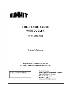 Handleiding Summit SWC3668 Wijnklimaatkast