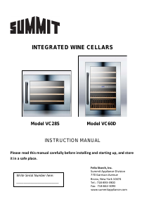 Manual Summit VC28S Wine Cabinet