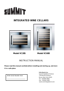 Manual Summit VC60D Wine Cabinet