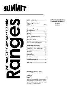 Manual Summit RE241W Range