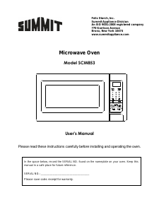 Manual Summit SCM853 Microwave