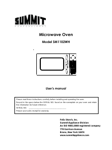 Manual Summit SM1102WH Microwave