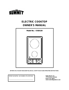 Handleiding Summit CR2B120 Kookplaat